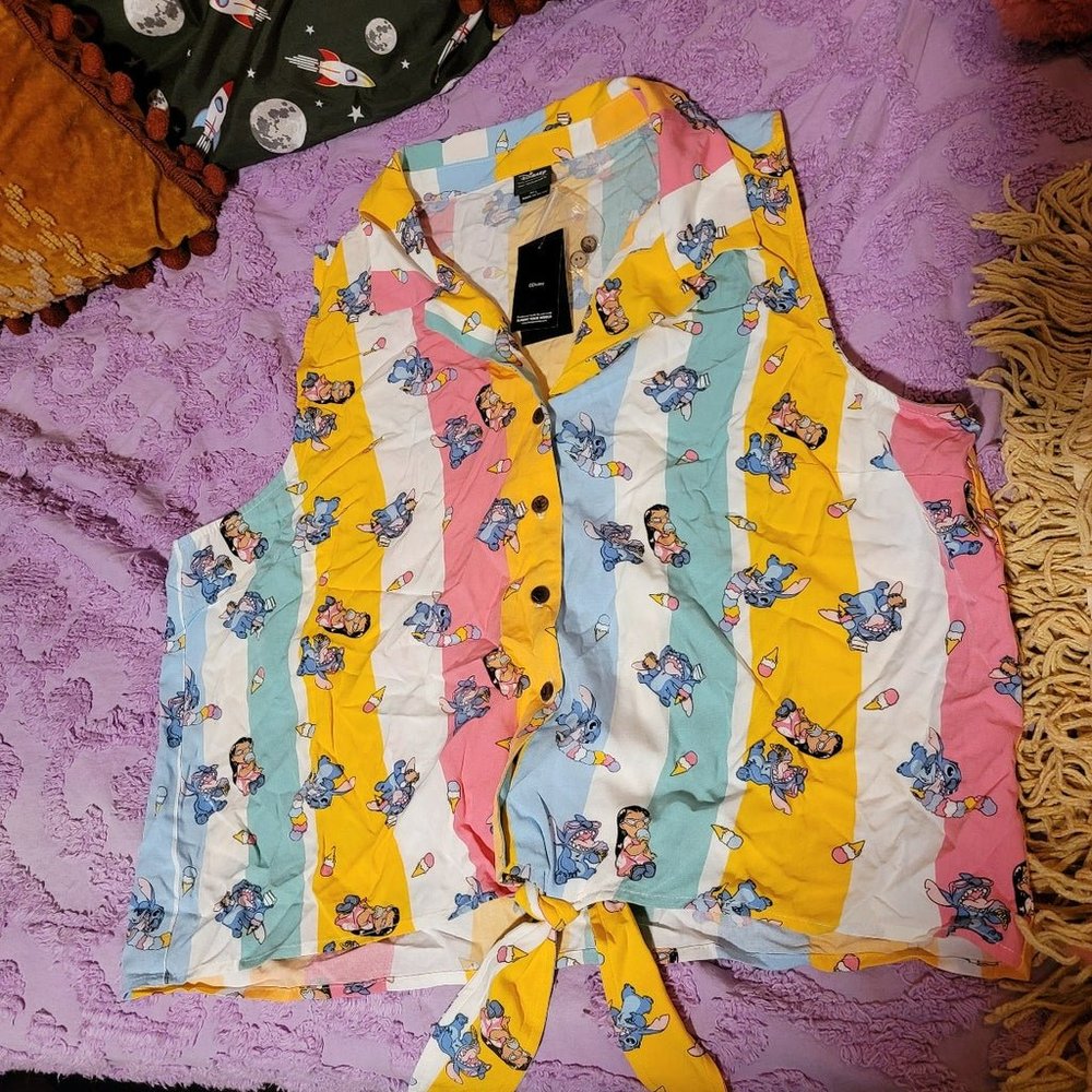 Lilo and Stitch button up tied top